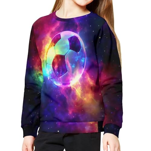 HUIACONG Neon Starry Soccer Boys Sweatshirts for 6-7 T Kids Long Sleeve Shirt Neon Galaxy Football Child Sweater Fahsion Teenger Fall Pullover Young Thin Breathable Athletic Tops4