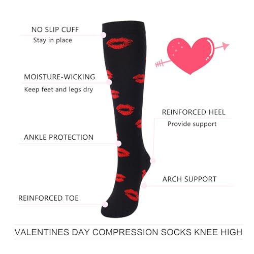 Image of Junely Compression Socks for Women Knee High Festival for Running Athletic Nurses Pregnant Women Work Support Travel Flight