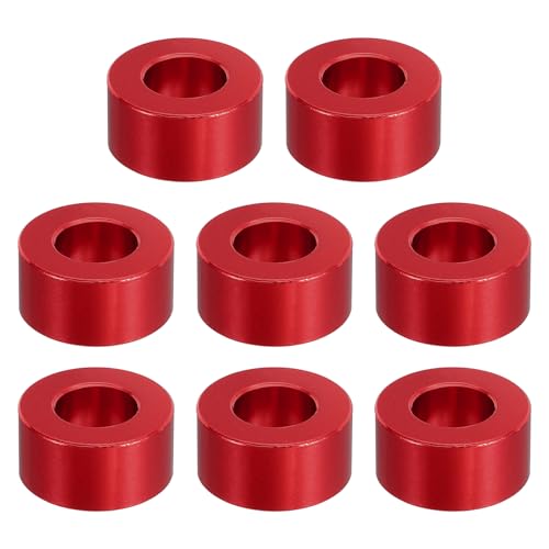 PATIKIL M10アルミニウムスペーサー 8個 メタルスペーサーアルミニウム10.5mm ID x 20mm OD x 10mm Lアルミニウムスペーサースクリュースタンドオフラウンド 2/5インチまたはM10スクリューボルト用 赤色