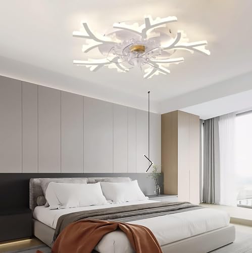 Ventilador de Techo con luz LED y Control Remoto, Motor de CC silencioso con Ventilador Regulable de 6 velocidades (Invierno/función), luz con Ventilador para Dormitorio