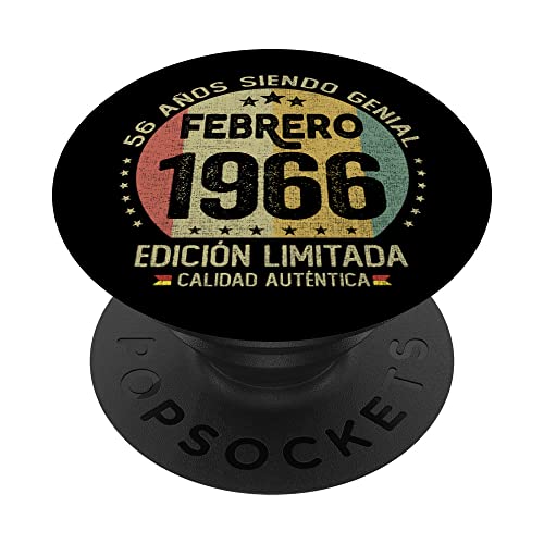 Regalo 56 años Cumpleaños Hombre Mujer - Febrero 1966 PopSockets PopGrip Intercambiable