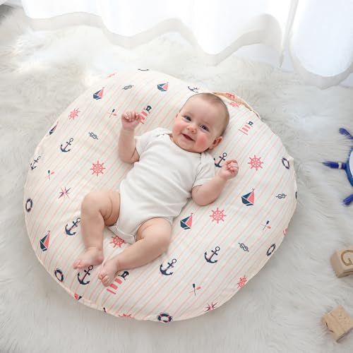 Image of DILIMI Newborn Lounger Cover, Ultra Soft Comfortable Lounger Slipcover Removable Cover for Infant Lounger Pillow, Navigation Anchor (Lounger Pillow Not Included)