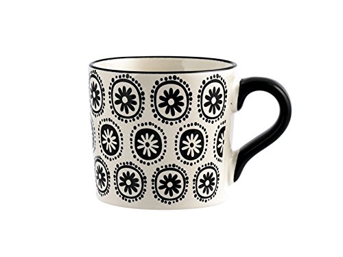 H&H Vhera Juego 6 Tazas Té, Stoneware, Blanco/Negro, 220 ml - Imagen 3