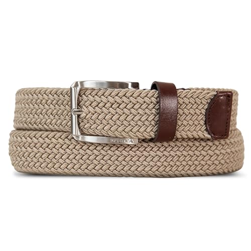 Image of Nautica Men's Casual Leather Belt | Everyday | Classic | Pants | Jeans | Khakis | Chinos | Metal Buckle