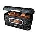 Produktbild AVEELO Brotkasten Retro Schwarz matt abstrakt Aufbewahrungsbox aus Metall 30x19,5x15,8 cm Brotkästen Aufbewahrungsbox für Brot Vintage Brotkasten Bread Box Retro Brotbox (Schwarz matt)
