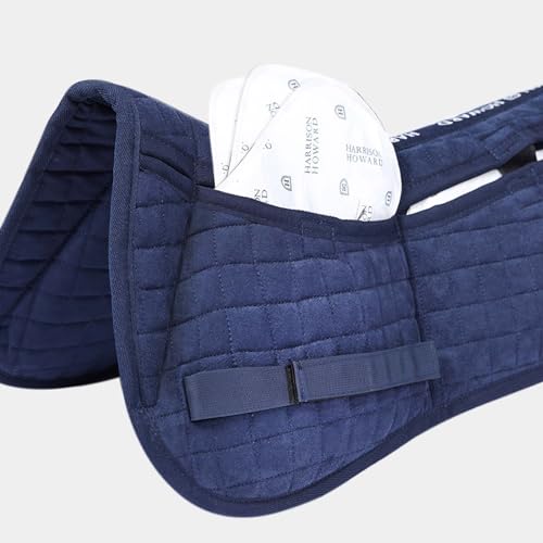 Image of Harrison Howard Correction Half Pad with 4 Pockets and Foam Inserts with Differentiated Thickness Adjustable Horse Riding Pad with Added Cushioning and Comfort