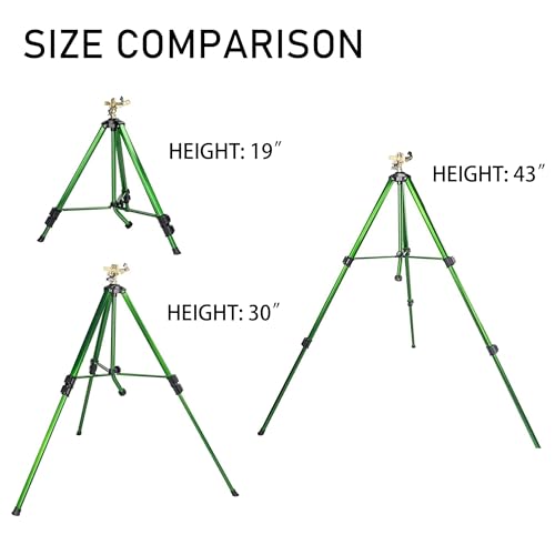 Image of Hourleey 6 Pack Extra Tall Lawn Sprinklers, Heavy Duty Tripod Sprinklers with Brass Sprinkler Head, 360 Degree Large Area Coverage, 3 /4 Inch Connector Sprinkler for Yard Lawn Garden