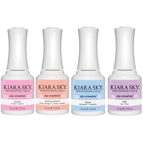 KIARA SKY Professional - Dip Manicure Nail Liquid - Long Lasting Nail Gel - Beauty Essentials Nail Design for Nail Art - Dip Liquids for Nails Repair Treatment 0.5 fl oz, Essentials Kit Steps 1-4 Cover