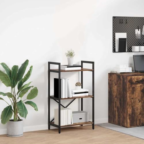 Mokuyary - Estantería de roble ahumado (56 x 34 x 96 cm, madera de ingeniería, estantería de almacenamiento con compartimentos para salón, oficina, dormitorio