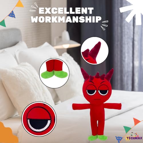 Image of Customized Text Standing Red Sprunki Plush Toys