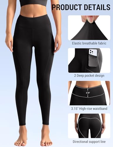 Image of Venzina High Waist Tummy Control Yoga Pants for Women - Super Soft Squat Proof Leggings with 4- Way Stretch for Gym, Running, Yoga & Daily Casual Wear