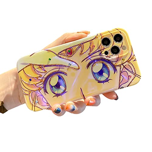 Bonici Girls Women Beautiful Colorful Anime Character Diamond Soldier Sailor Girls Big Eyes Phone Case, Slim Soft Tpu Silicone Rubber Phone Case Camera Lens Cover For Iphone 14 Pro Max -Yellow #TOP30