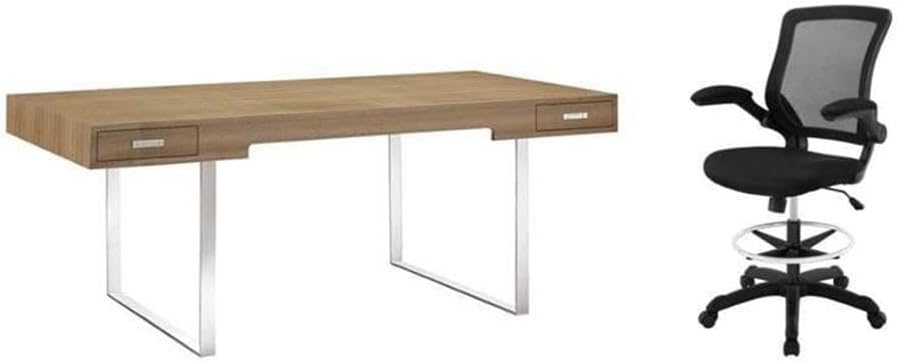 Home Square 2 Piece Office Set with Modern Desk and Mobile Chair