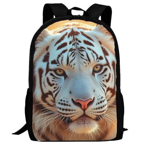 17 Inch Backpack for Tiger Feline Lightweight Adjustable Animal Backpacks with Mesh Side Pockets for Travel Outdoor Sports