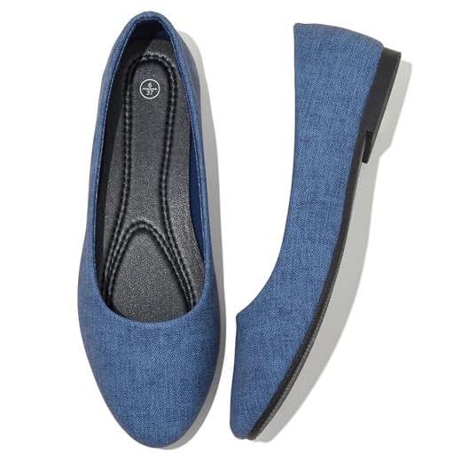 MEFOUND Women's Ballet Flats Shoes Comfortable PU Leather Dress Slip on Shoes Teacher Business Casual (Blue Denim.US8.5)