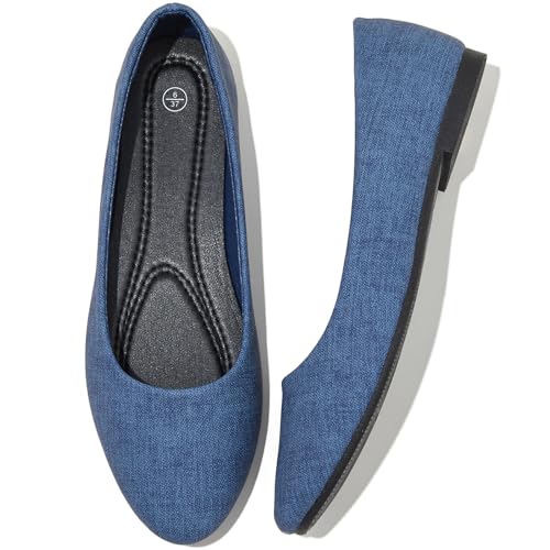 Image of Women's Ballet Flats Shoes Dress Slip on Shoes | PU Leather Teacher Business Casual Loafers Non Slip Low Heel Dressy