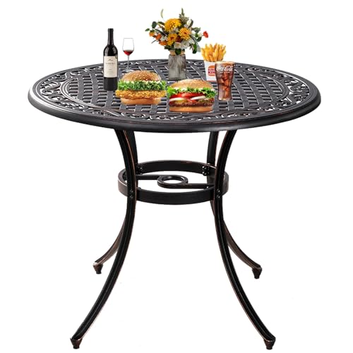 Encuentra la mejor selección de Mesas de aluminio para jardin de esta semana. 37 Withniture - Mesa de comedor de 35.5 pulgadas para patio, mesa de patio de aluminio fundido con agujero para paraguas de 1.9 pulgadas, mesa redonda de comedor para exteriores, para...