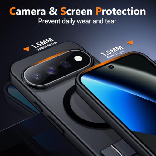 Image of SPIDERCASE for Google Pixel 11 Pro Case, Built-in Stand, Black | [3 Stand Ways] [Military Grade Drop Protection] Invisible Stand Shockproof Slim Case for Google Pixel 11 Pro