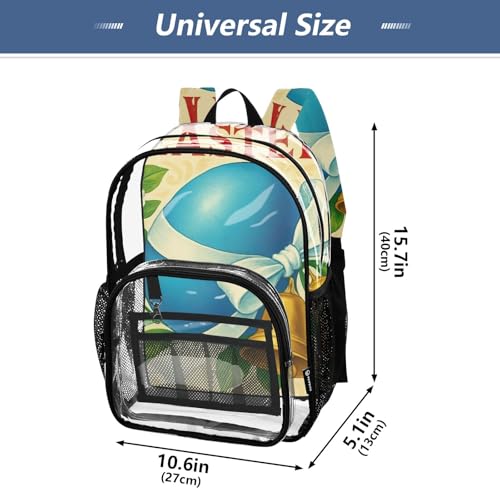 Travel Clear Bags for Women Floral Easter Egg Girls Backpack Kids Boys Large Plastic Approved Bag4