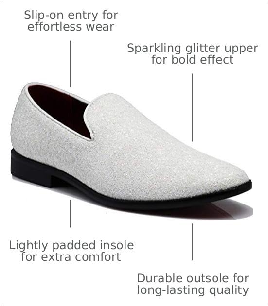 Image of SPK04 Men's Vintage Glitter Dress Loafers Slip On Shoes Classic Tuxedo Dress Shoes