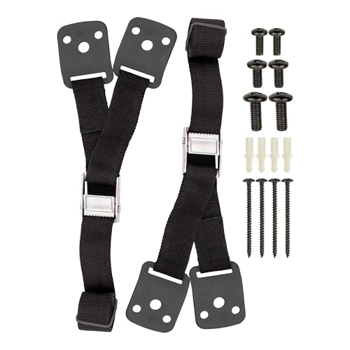 Kippsicherung für Fernseher, Regal und Schrank, 2 Pack, zum Schrauben, einfach zu aktivieren/deaktivieren, für Kleinkinder und Haustiere, inkl. Dübel und Schrauben, Kippschutz für Fernseher und Möbel