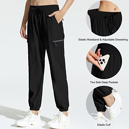 Capol Black Jogger Pants For Women Work Casual Solid Cropped Joggers Pants With Pockets Black 2Xl #TOP3
