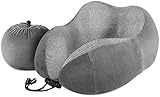 Travel Pillow Neck Pillow Luxsure Travel Pillow Soft Memory Foam Cotton U-Shaped Cushion Cover Machine Washable Neck Pillow Neck Support Pillow for Plane, Train, Car, Office and Camping Grey
