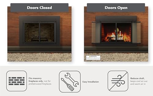 Image of Pleasant Hearth Ascot Fireplace Glass Door - for Masonry Fireplaces, Small, Black, Model Number AT-1000