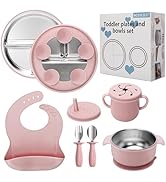 MISSLILI 5 Piece Baby Weaning Bundle, Silicone Baby Feeding Set, Comes with Detachable Silicone S...