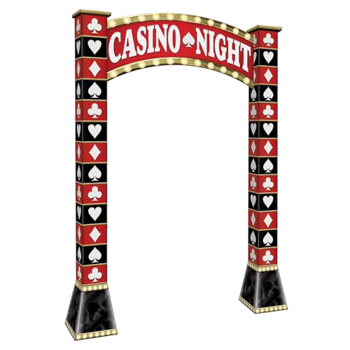 Beistle 7' 7.5" x 5' 2.75" Las Vegas Archway Photo Prop Casino Décor for Prom Decorations, Gambling Game Night Party Supplies
