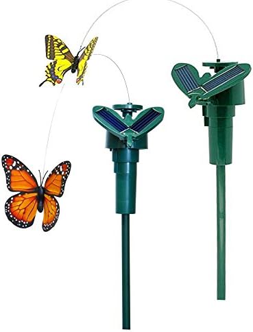 Set Of 2 Solar Powered Fluttering Butterflies Stake Height 40cm Assorted Colours
