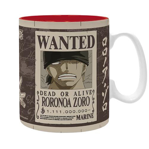 ABYSTYLE One Piece - Taza grande que contiene Zoro Wanted