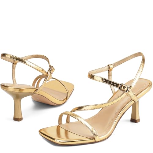 Womens Strappy Heels Kitten Low Heeled Sandals Square Open Toe Ankle Strap Party Wedding Dress Shoes3