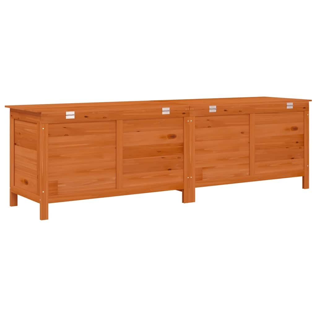 Caja de almacenamiento exterior de madera maciza de abeto, maletero de jardín para cojines y accesorios, gran espacio de almacenamiento con base de listones para ventilación óptima