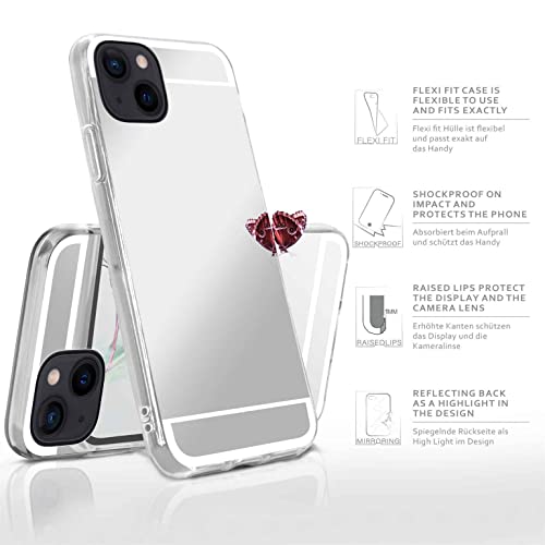 Coque miroir iPhone 14 silicone dos miroir argenté protection bords fine - 3