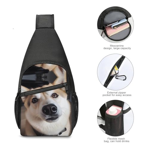 Bolso cruzado para pecho estilo casual con diseño de perro miniatura 5