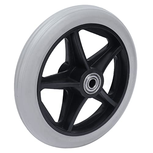 LANTRO JS Rueda sólida de 6 pulgadas con 5 orificios, silla de ruedas de repuesto de rueda de PU, cojinete de metal 608ZZ de reemplazo del eje de la rueda del andador, para sillas de ruedas Cover