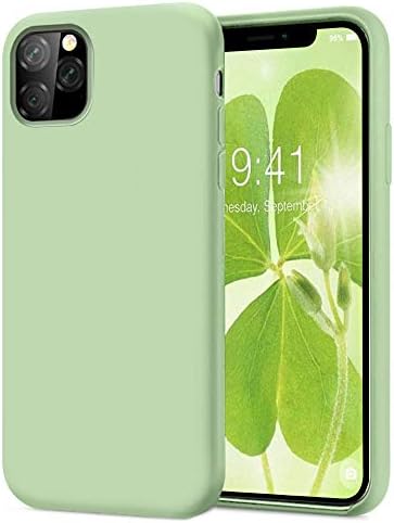 KUMEEK iPhone 11 Pro Max Case, Soft Silicone Gel Rubber Bumper Case Anti-Scratch Microfiber Lining Hard Shell Shockproof Full-Body Protective Case Cover for Apple iPhone 11 Pro Max-Matcha
