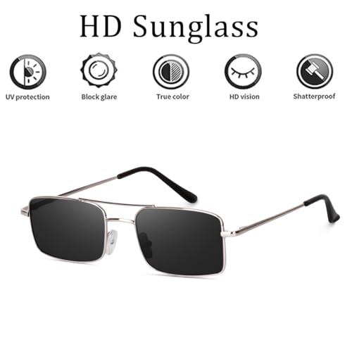 Image of IFLASH Small Octagonal Sunglasses for Women Men Classic Retro Metal Frame Polygon Sun Glasses UV400 Protection Pack of 2