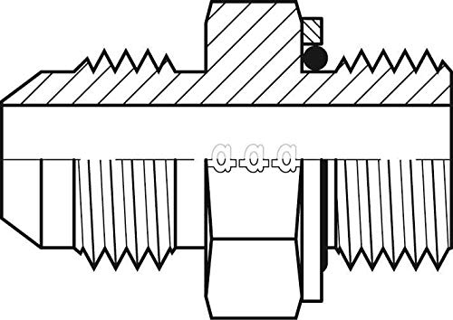 9068-08-16 Series 9068 Carbon Steel Straight Adapter with Washer & O-Ring, 3/4-16 Male JIC x M16X1.5 Male Metric, JIC x Metric, Carbon Steel