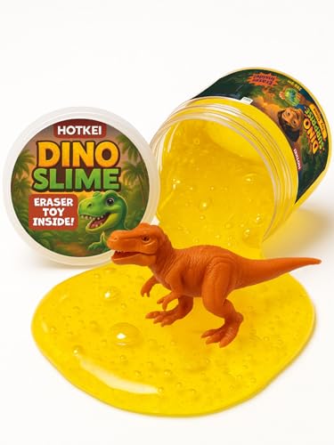 Image of HOTKEI Yellow 200 gm Slime with Dinosaur Eraser Toy Inside for Kids 3 to 10 Years Kit Set Art Slime Dino Toys for Birthday Return Gift Toys for Kids Boys Girls Birthday 9-12 Year