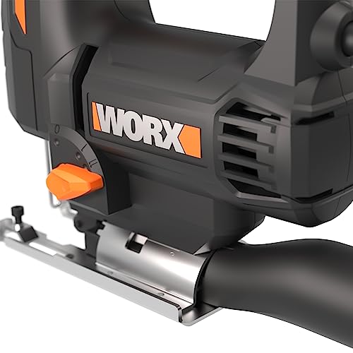 WORX WX463 550W Jigsaw,3 in one, Tool-Less Blade Change,4 Position Pendulum,Straight&Bevel&curvilinear Cutting, LED Light, Compact, Blade&Spanner&dust Tube 4 WORX WX463 550W Jigsaw,3 in one, Tool-Less Blade Change,4 Position Pendulum,Straight&Bevel&curvilinear Cutting, LED Light, Compact, Blade&Spanner&dust Tube - Image 4