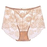 Nahtlose Slips Damen Hohe Taille Damen-Unterwäsche, große Größe, hohe Taille, kleine Gänseblümchen-Damen-Spitze, Nahtloser Slip Damen Slips Nahtlos Sexy (Beige, XL)