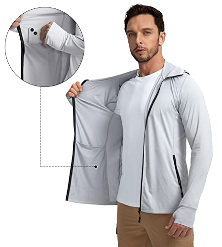 Sejuani Men'S Upf 50+ Light Jacket Full Zip Sun Protection Hoodie Long Sleeve Sun Shirts For Men Hiking Fishing Zip Pockets thumb #3