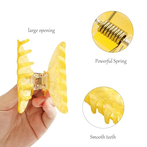 Image of CWJCYTNSN 2 PCS Hair Claw Clips for Women Non-slip Hair Clips Strong Hold Large Hair Claw Clip for Thick Thin Hair Pink Elegant Hair Accessory for Girls