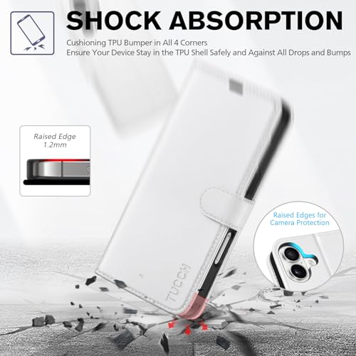 Coque iPhone 16 antichoc TUCCH avec blocage RFID blanc