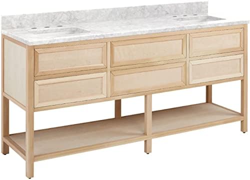 Signature Hardware 483652 Robertson 72" Double Vanity Cabinet Set with Wood Cabinet, Vanity Top and Rectangular Undermount Sinks - 8" Faucet Holes