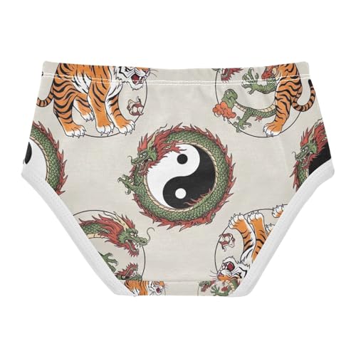 Orange Tiger Chinese Dragon Toddler Girls Panties, Panties for Girls, 2T–8 Years2