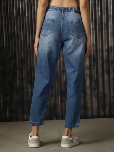 Image of High Star Women Cotton Washed Mom fit High-Rise Jeans