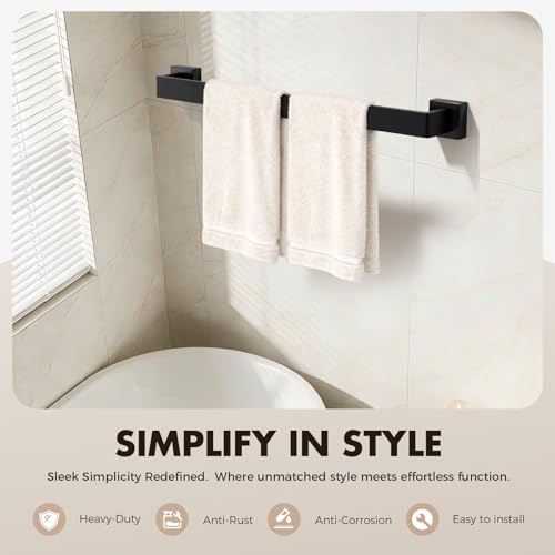 Image of 20-Pieces Matte Black Bathroom Accessories Set, 24 Inch Bath Towel Bar Set